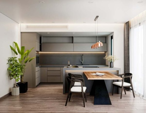 Tủ bếp HDF hiện đại HDF05 chữ L