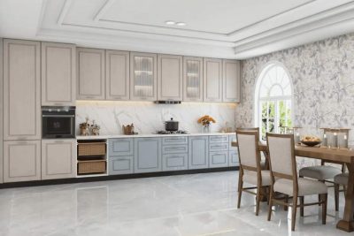 Tủ bếp tân cổ điển gỗ công nghiệp chữ i TBTCD-LUX2025