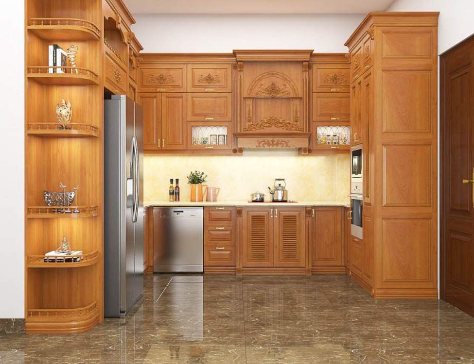 Bảng báo giá tủ bếp gỗ gõ đỏ giá bao nhiêu [Mới nhất]