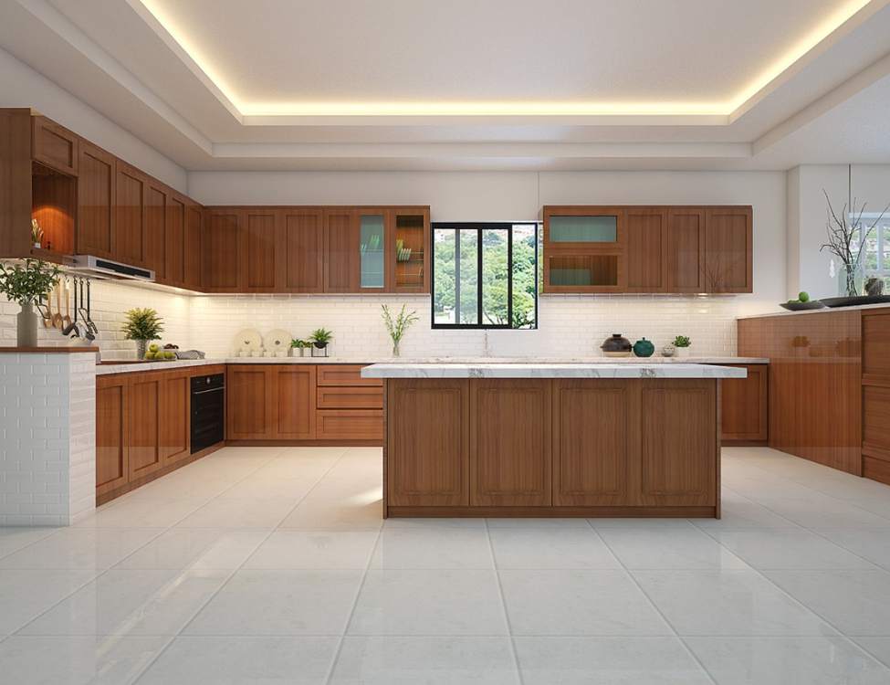 Bảng báo giá tủ bếp gỗ gõ đỏ giá bao nhiêu [Mới nhất]