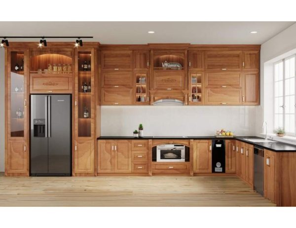 báo giá tủ bếp gỗ gõ đỏ Lào