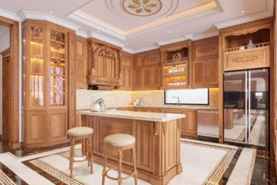 báo giá tủ bếp gỗ gõ đỏ Lào