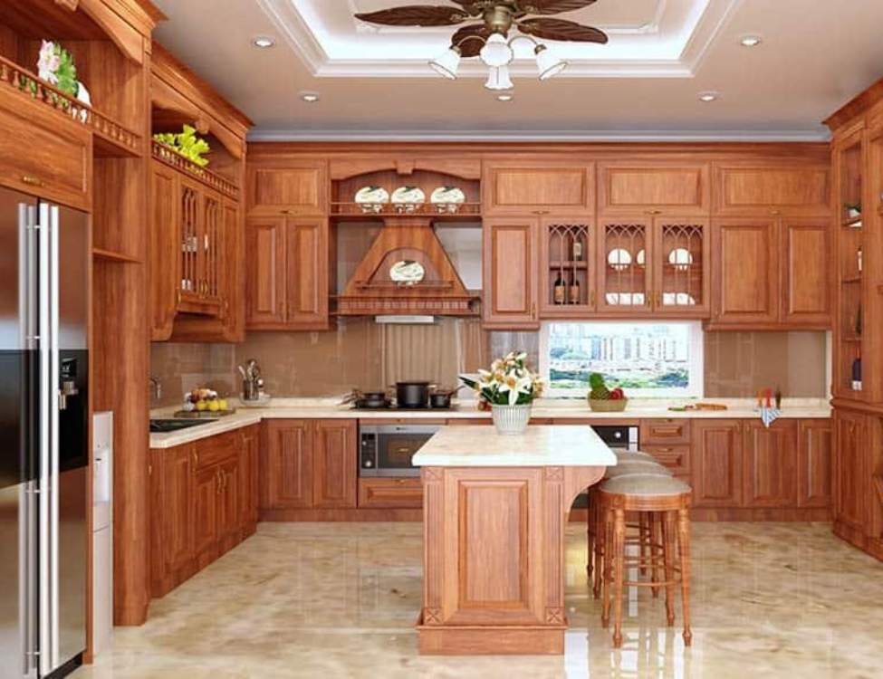 Quy trình thi công tủ bếp gỗ gõ đỏ chuẩn khi chọn đơn vị  tại TPHCM