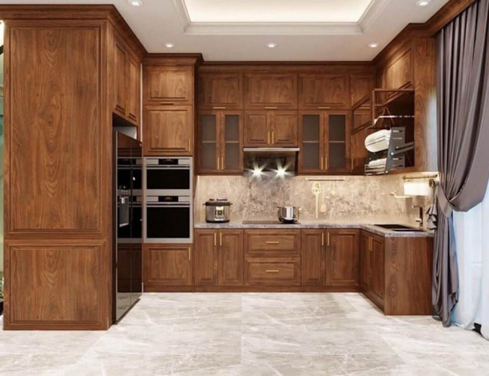 Tủ bếp chữ U hoặc có quầy bar