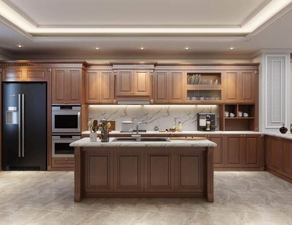 Tủ bếp chữ U hoặc có quầy bar
