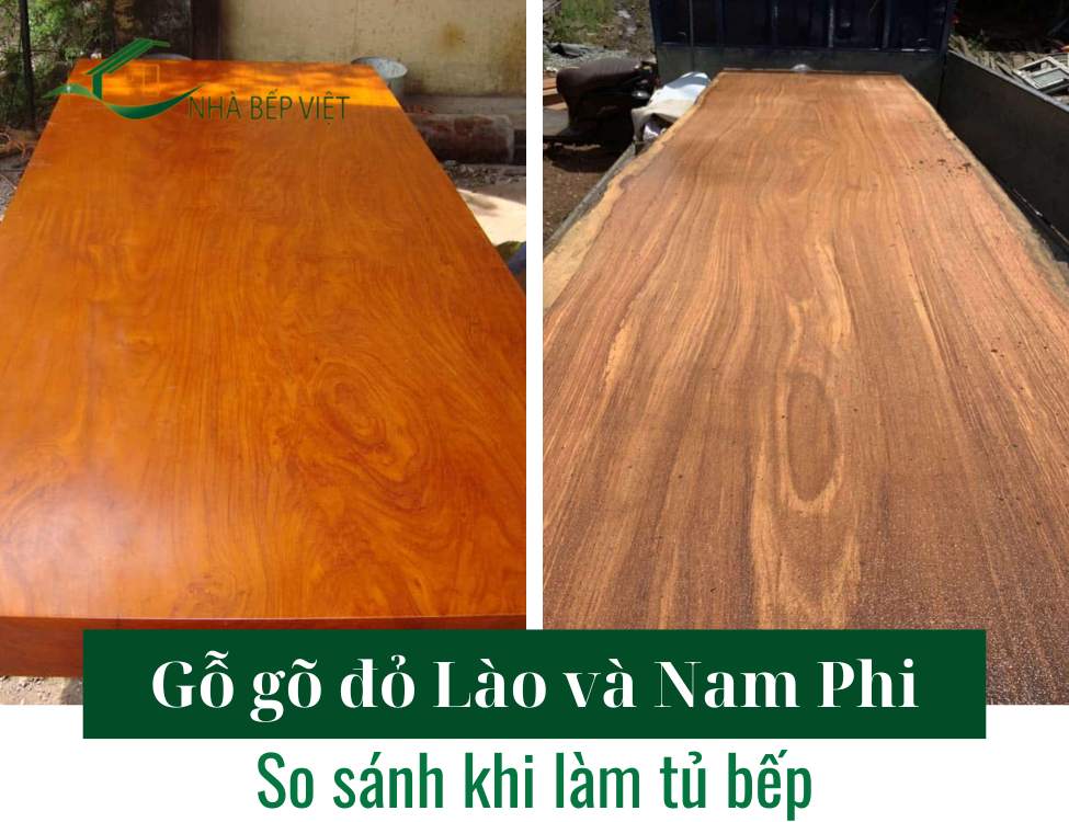 So sánh gỗ gõ đỏ Lào và Nam Phi khi làm tủ bếp 