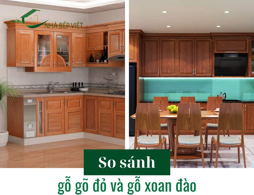 So sánh gỗ gõ đỏ và gỗ xoan đào trong ứng dụng làm tủ bếp cao cấp