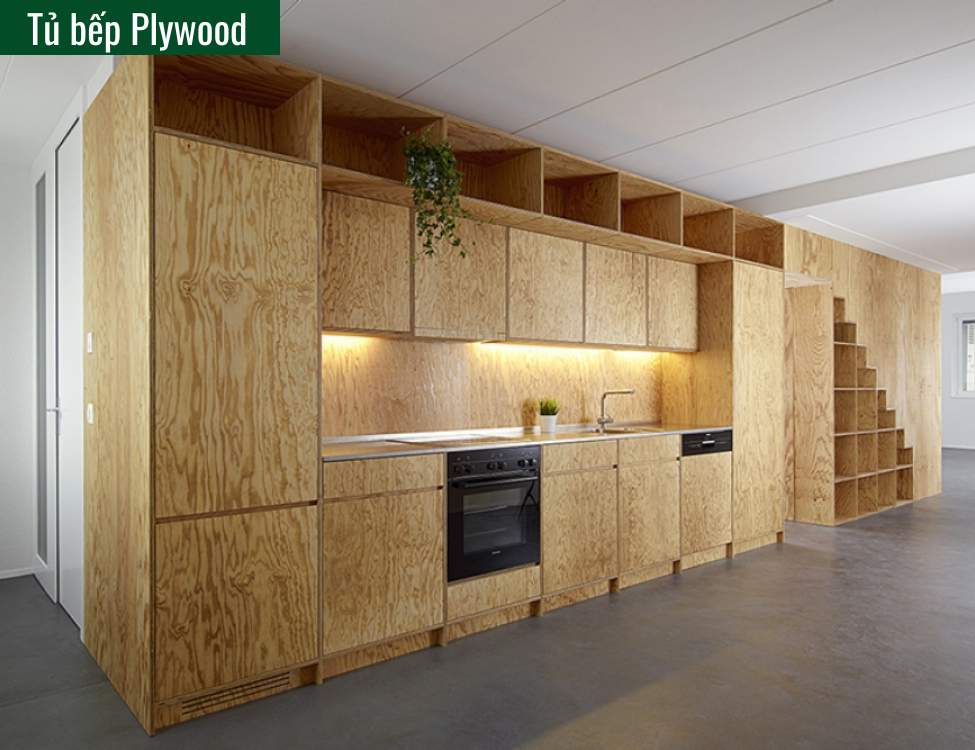 tủ bếp plywood