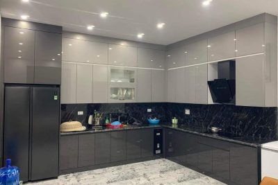 Tủ bếp nhựa PVC phủ Acrylic chữ L hiện đại TBAC01