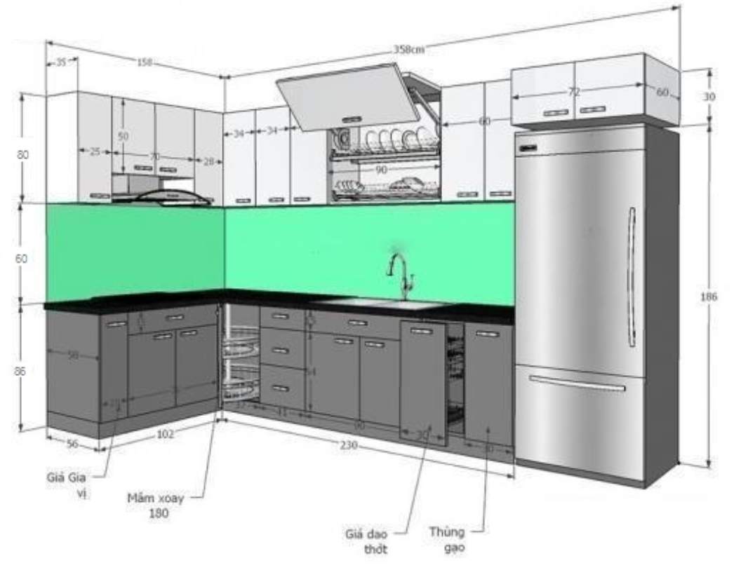 Kích Thước Tủ Bếp Chuẩn