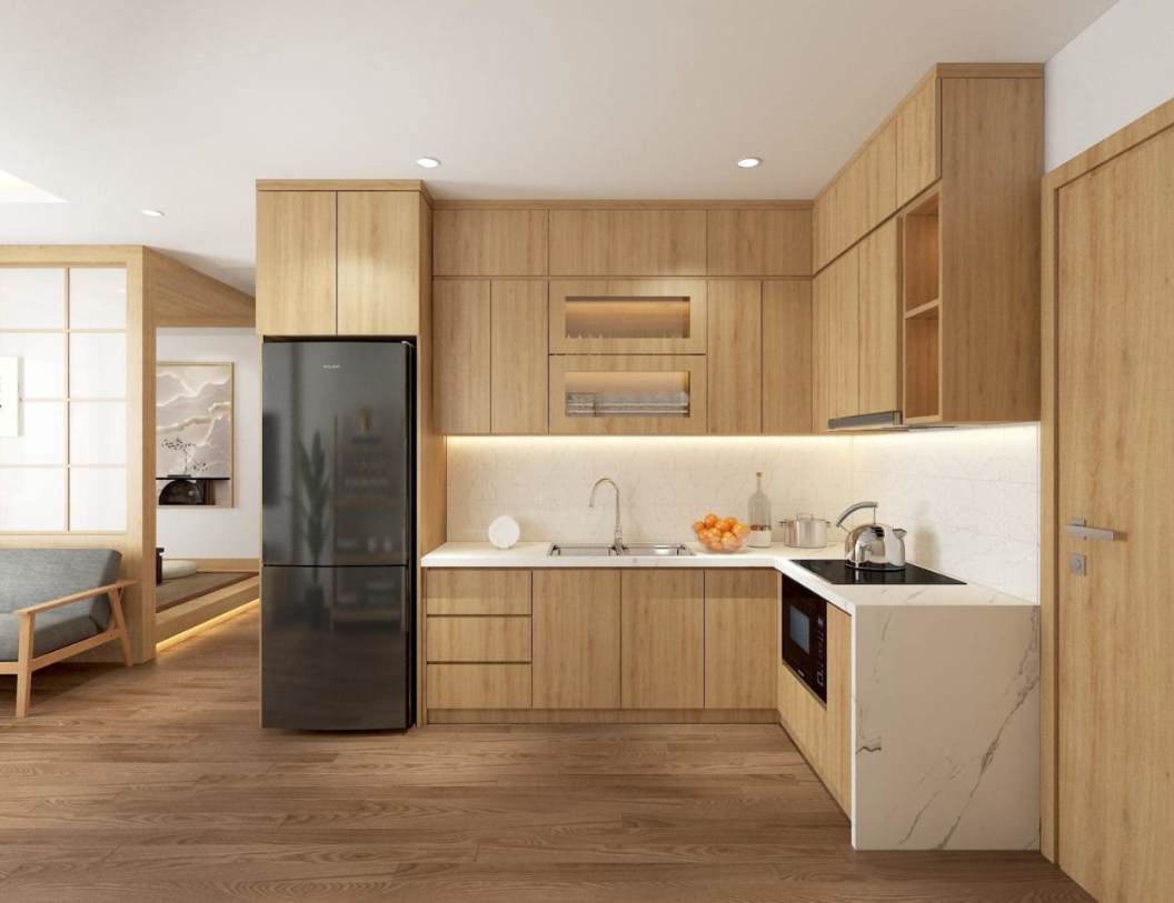 Melamine giả gỗ và ứng dụng trong tủ bếp nhựa giá rẻ