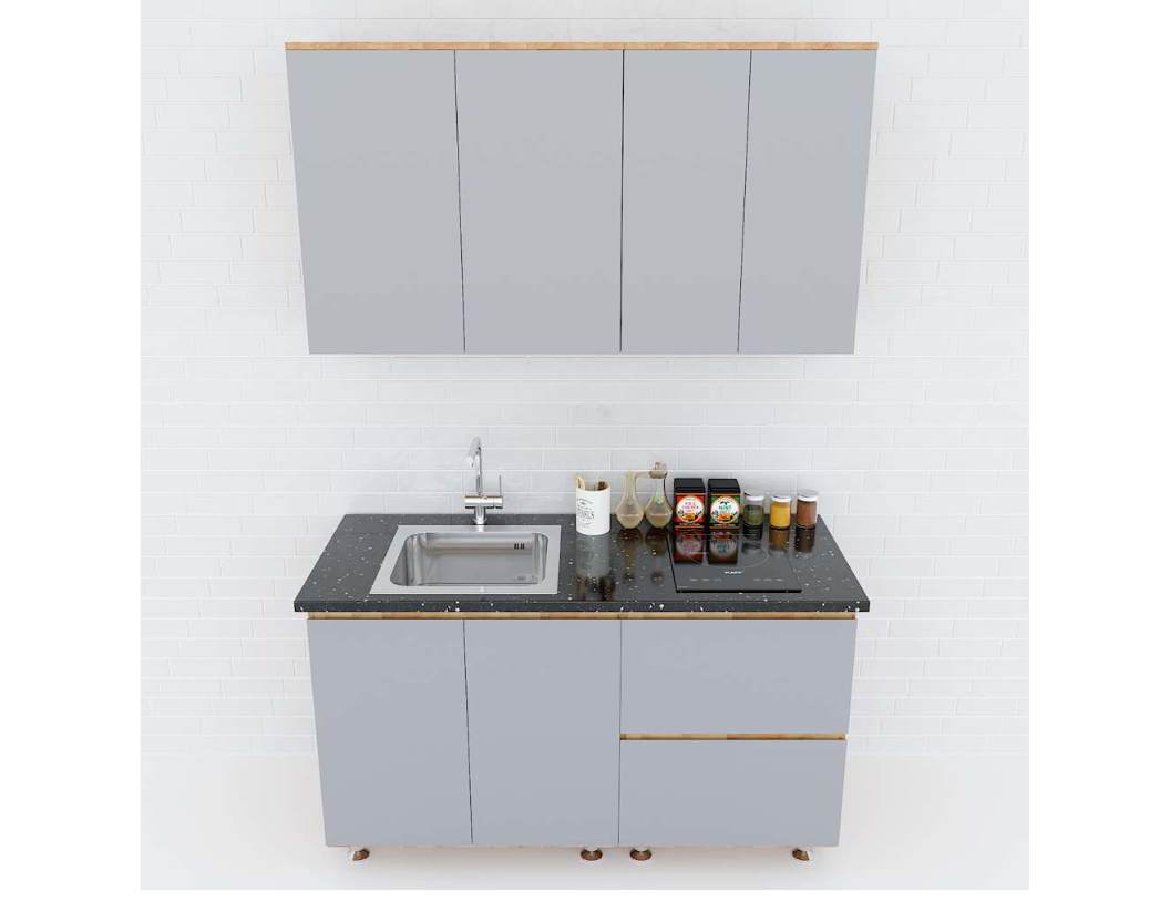 tủ bếp mini có bồn rửa