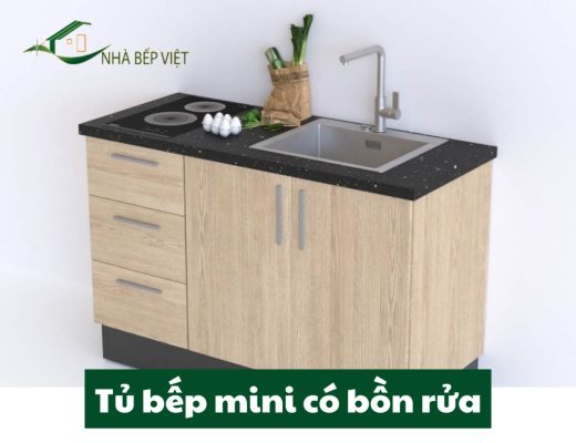 mẫu tủ bếp mini có bồn rửa
