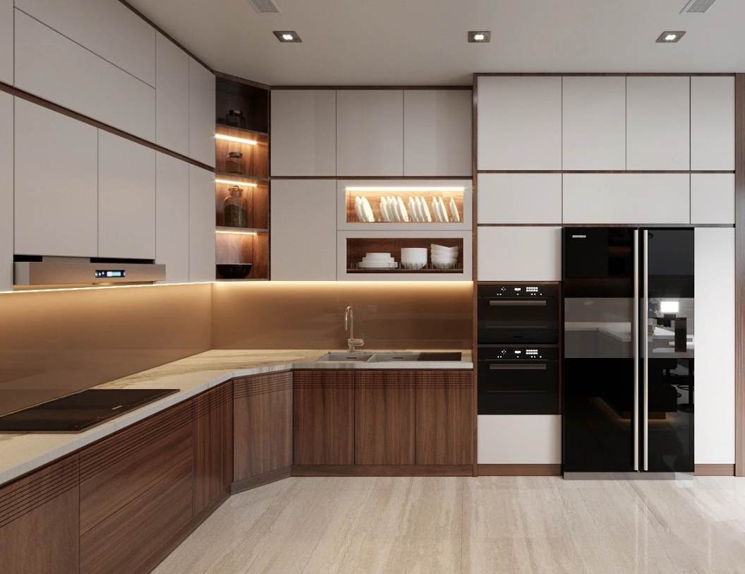 Tủ bếp gỗ công nghiệp MDF phủ Melamine