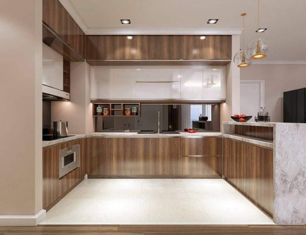 mẫu tủ bếp nhựa giả gỗ đẹp