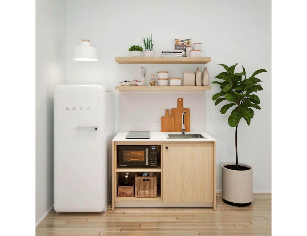 Mẫu kết hợp tủ treo trên cao: