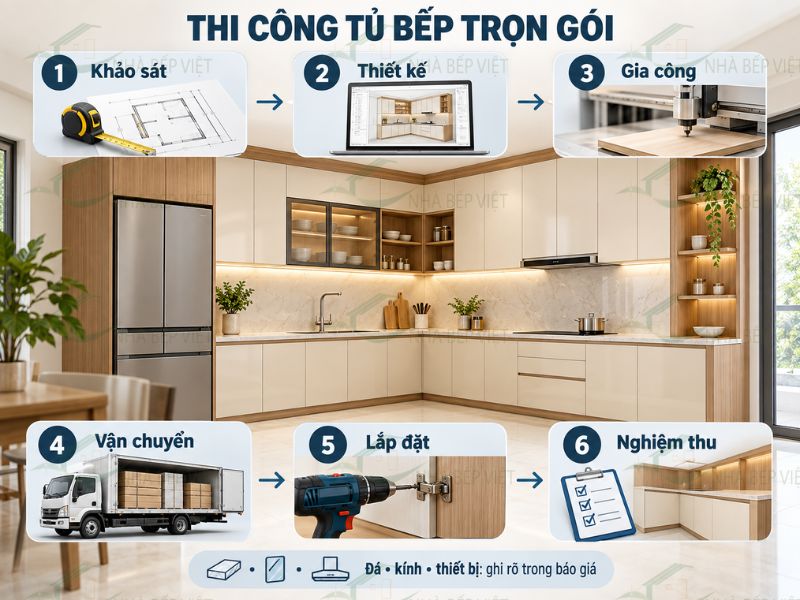 thi công tủ bếp