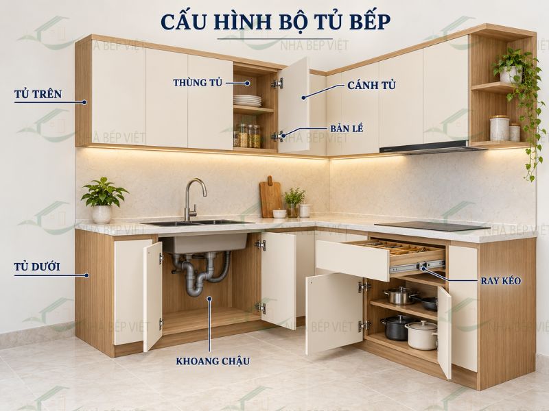 thi công tủ bếp