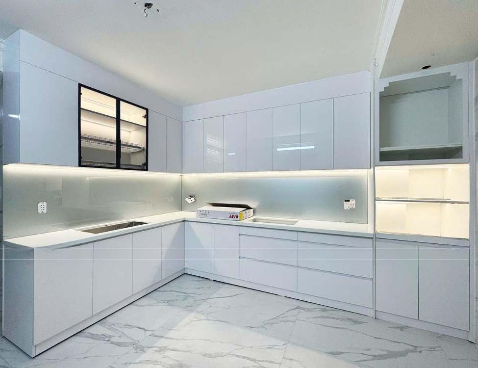 tủ bếp nhựa picomat cánh phủ acrylic
