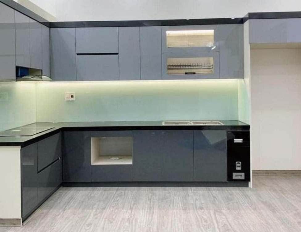 tủ bếp nhựa picomat cánh phủ acrylic chữ L