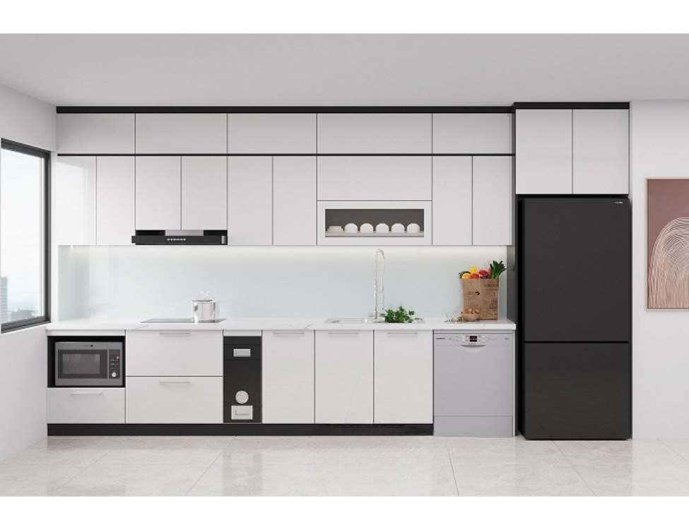 tủ bếp nhựa picomat cánh phủ acrylic chữ i