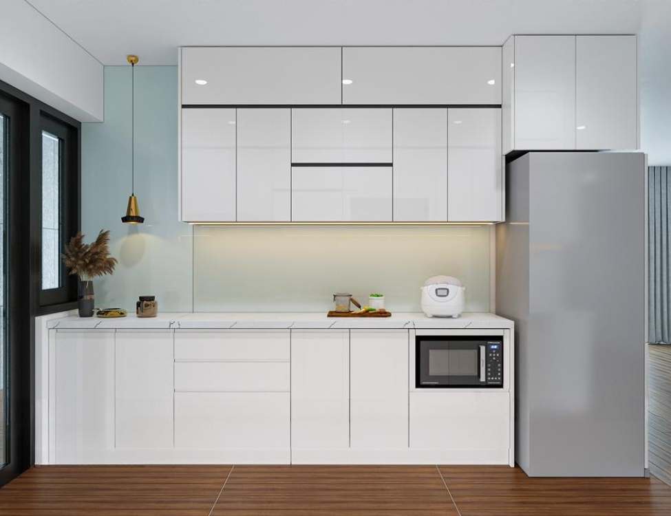 tủ bếp nhựa picomat cánh phủ acrylic chữ i