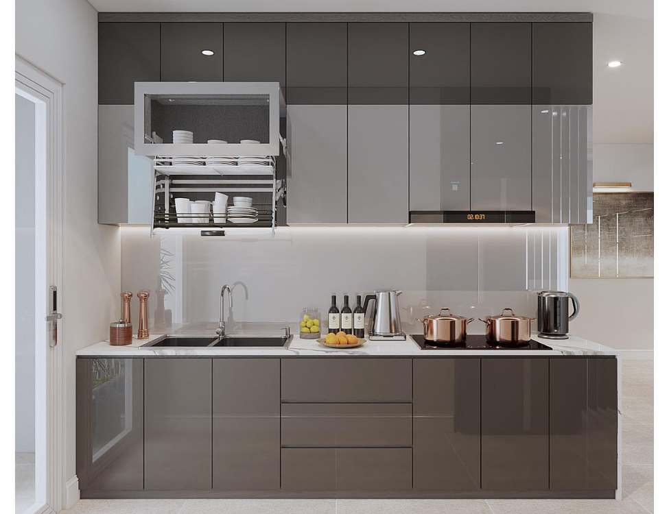 tủ bếp nhựa picomat cánh phủ acrylic chữ i