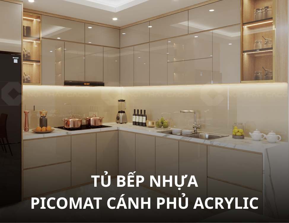tủ bếp nhựa picomat cánh phủ acrylic