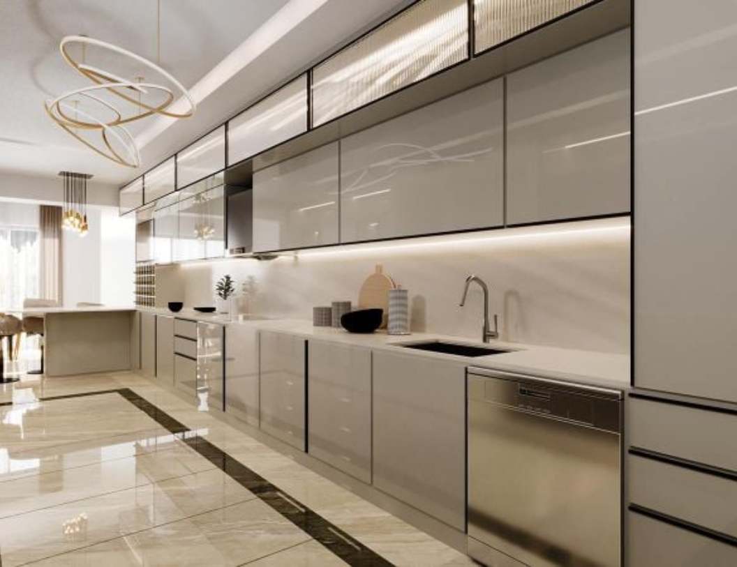 tủ bếp inox cánh acrylic
