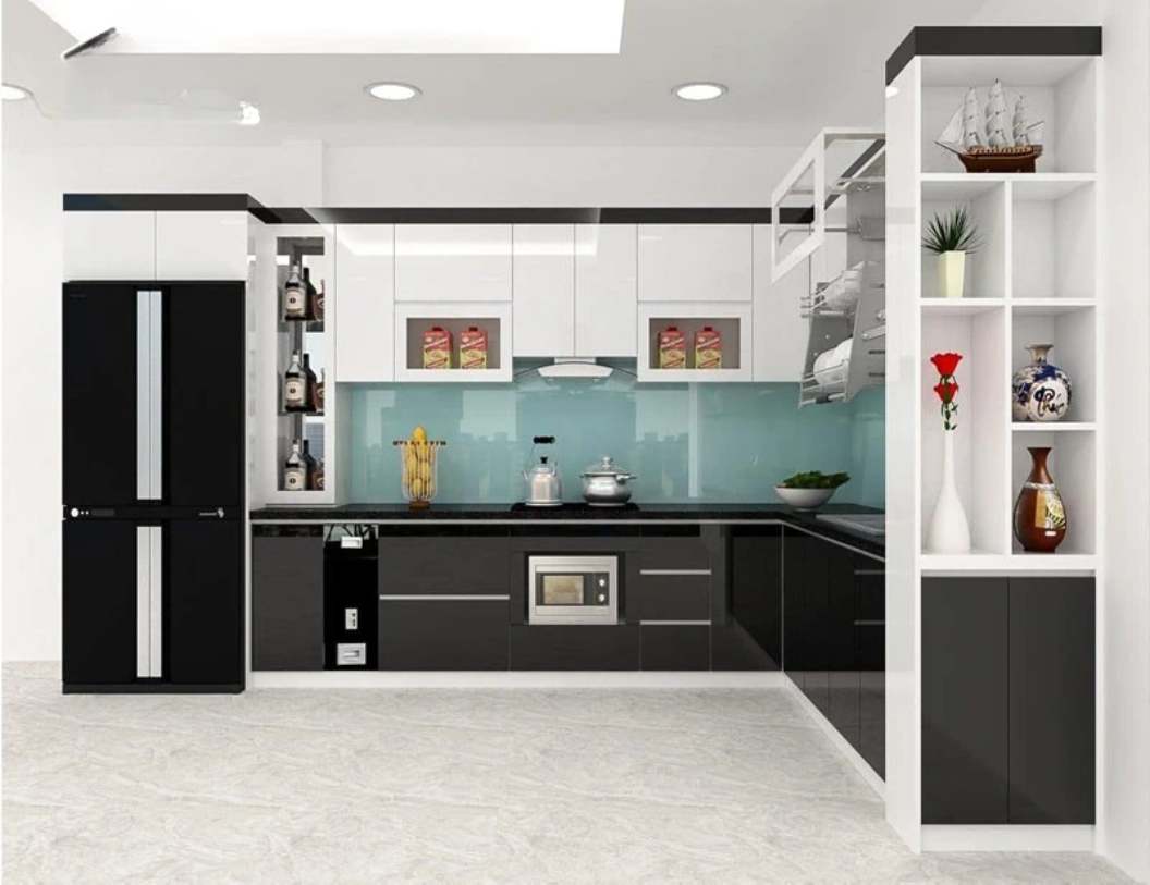 tủ bếp inox cánh acrylic