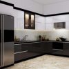 tủ bếp inox cánh acrylic chữ L