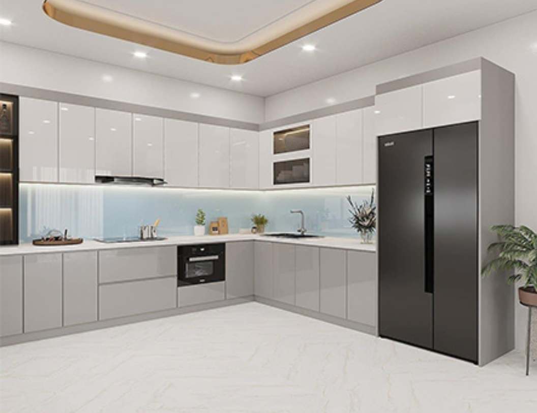 tủ bếp inox cánh acrylic