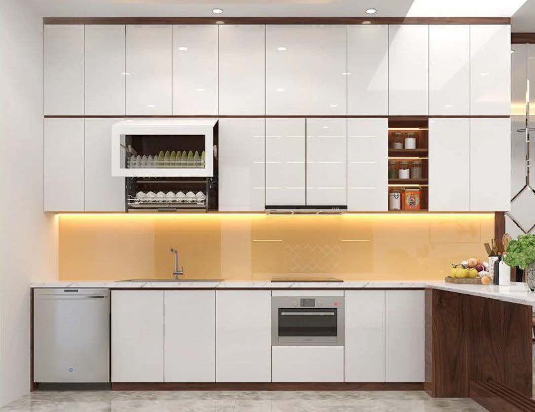 tủ bếp inox cánh acrylic