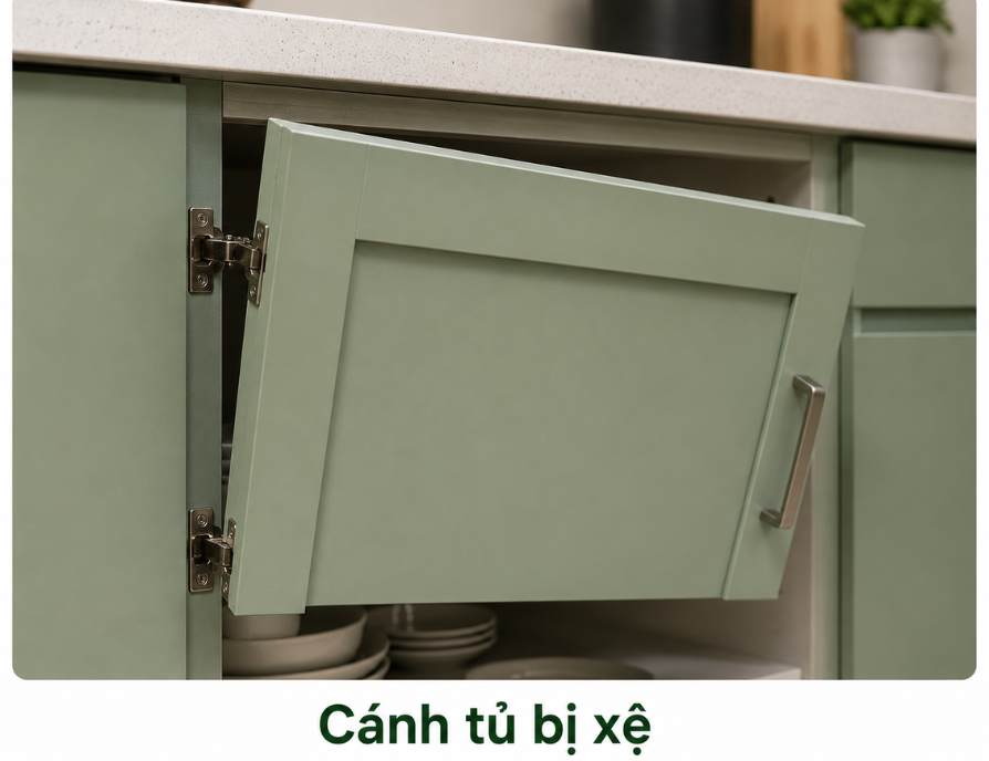 sửa cánh tủ bếp bị xệ