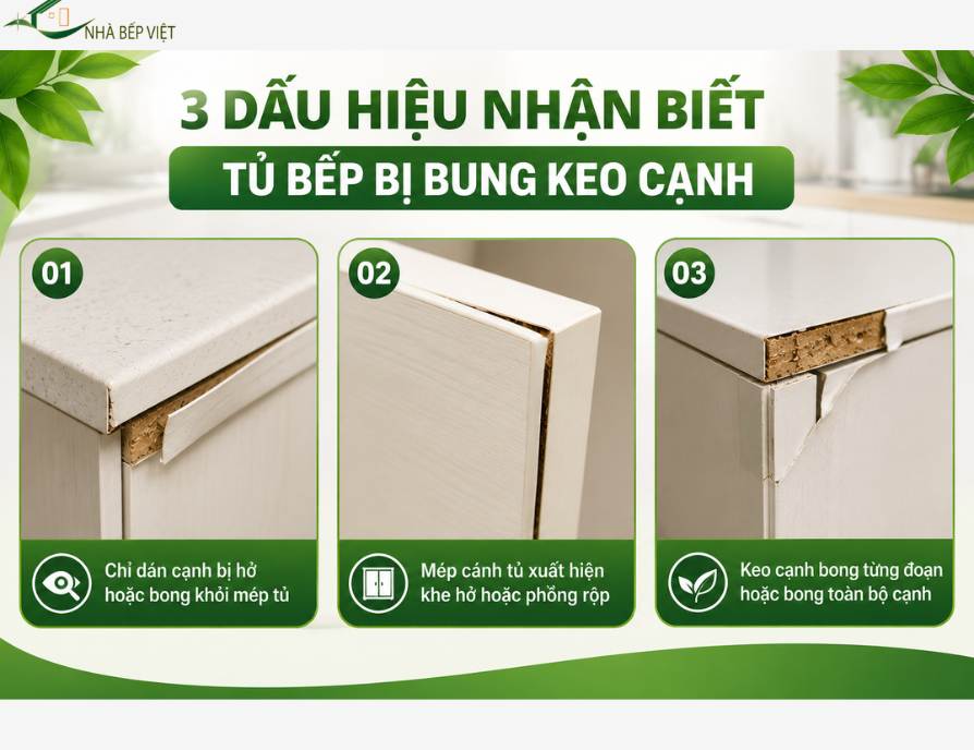 sửa tủ bếp bị bung keo cạnh