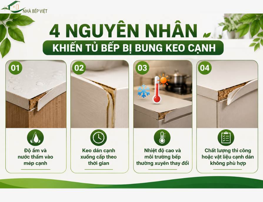 sửa tủ bếp bị bung keo cạnh