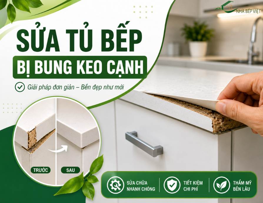 sửa tủ bếp bị bung keo cạnh
