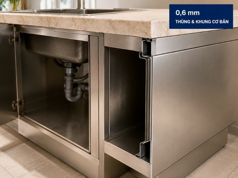 Inox 304 làm tủ bếp nên dày bao nhiêu?
