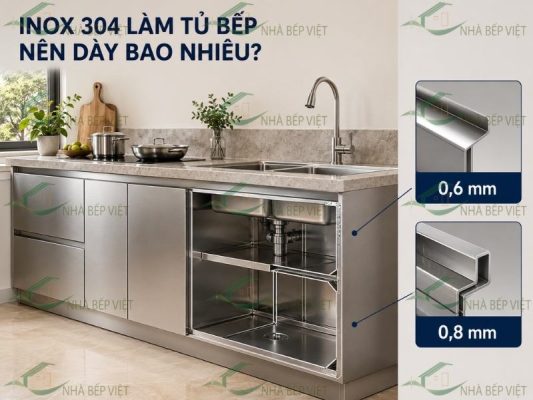 Inox 304 làm tủ bếp nên dày bao nhiêu?