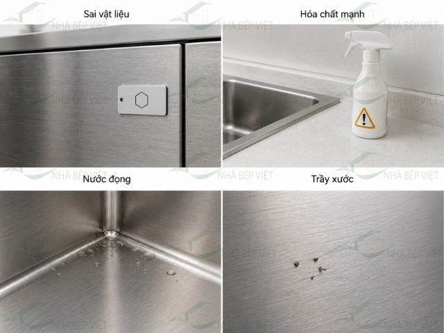 Những trường hợp nào khiến tủ bếp inox 304 vẫn có thể bị ố hoặc ăn mòn