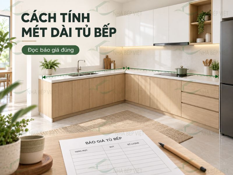 Cách tính mét dài tủ bếp và đọc báo giá đúng
