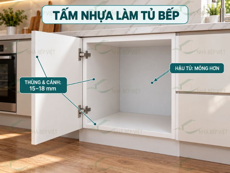 Độ dày tấm nhựa làm tủ bếp bao nhiêu là phù hợp