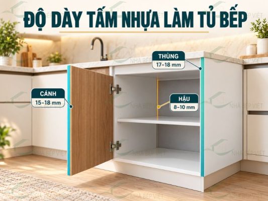 Độ dày tấm nhựa làm tủ bếp bao nhiêu là phù hợp