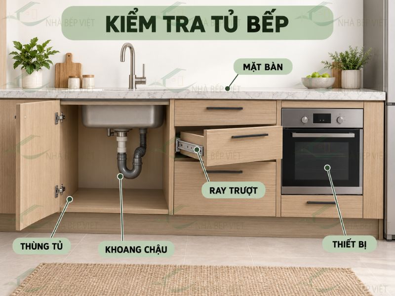 Checklist kiểm tra tủ bếp trước khi quyết định sửa, thay một phần hoặc làm mới