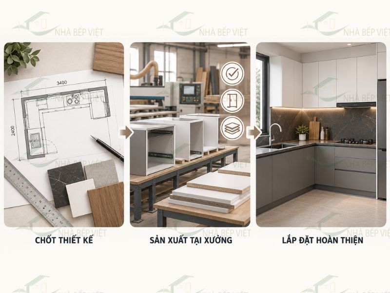Thi công tủ bếp mất bao lâu