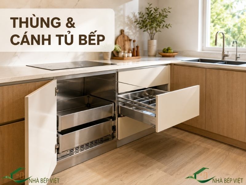 Thùng tủ bếp và cánh tủ nên làm bằng vật liệu gì