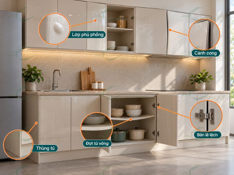 Tủ bếp nhựa bị cong vênh hoặc phồng