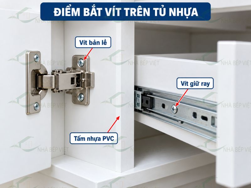 Tủ bếp nhựa có bám vít, chịu lực tốt không