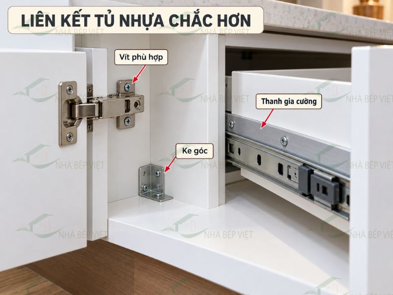 Tủ bếp nhựa có bám vít, chịu lực tốt không