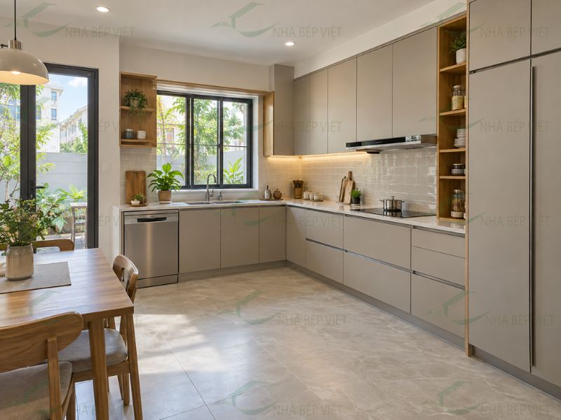 tủ bếp nhựa PVC phủ Melamine